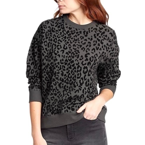Eddie Bauer Cozy Camp Long-Sleeve Crew - Flocked Print Leopard Velvet Medium - Picture 1 of 9